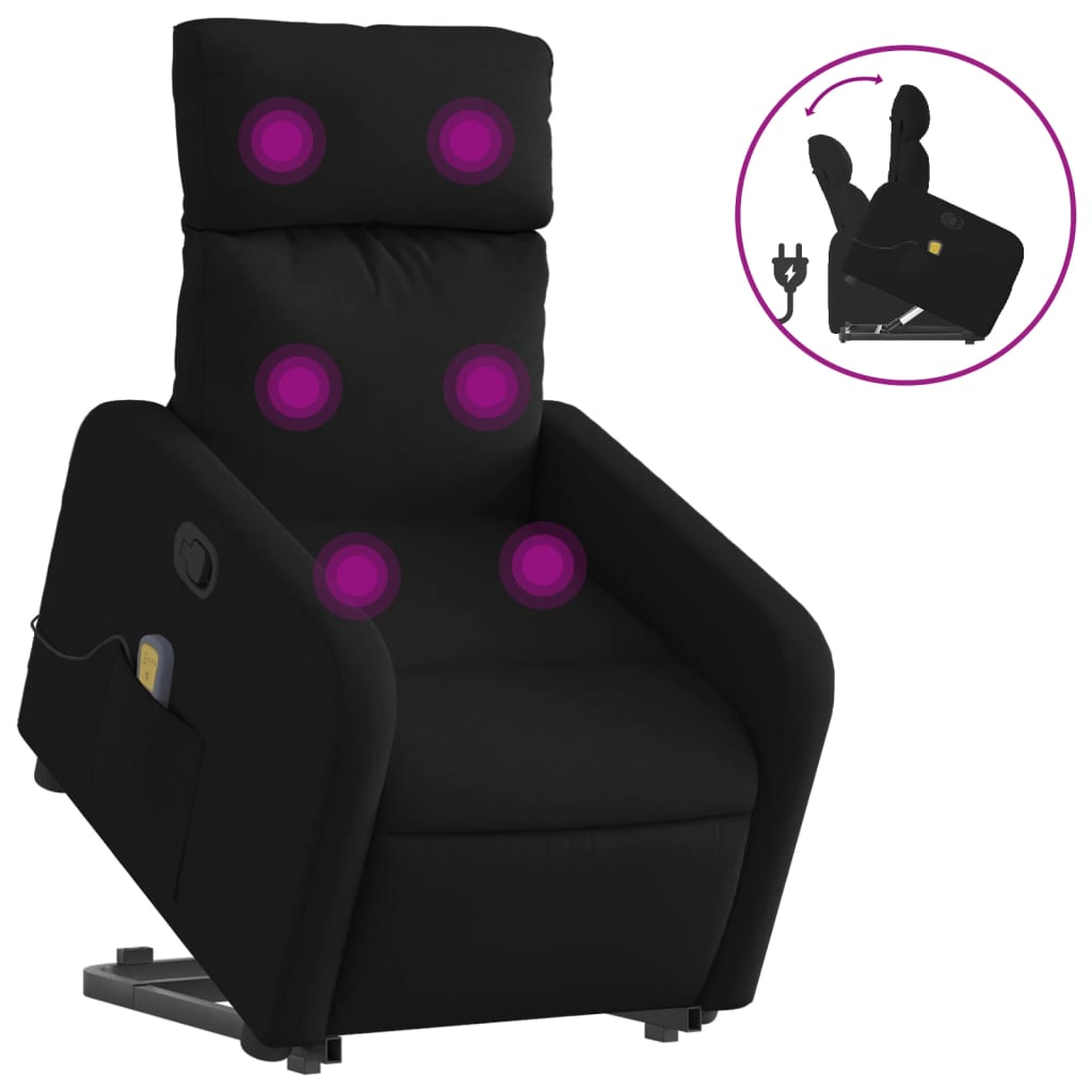 løftestol med massage stof sort