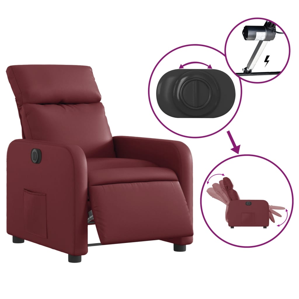 eldrevet lænestol kunstlæder vinrød