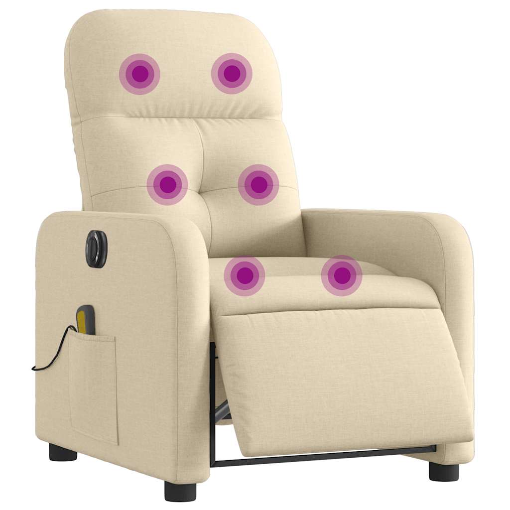 eldrevet massagestol stof cremefarvet