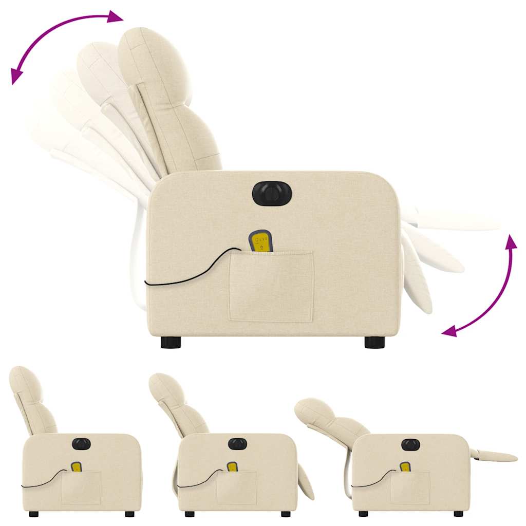 eldrevet massagestol stof cremefarvet