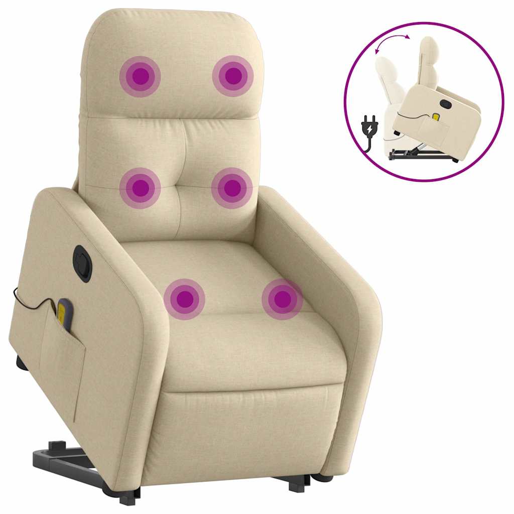 løftestol med massagefunktion stof cremefarvet