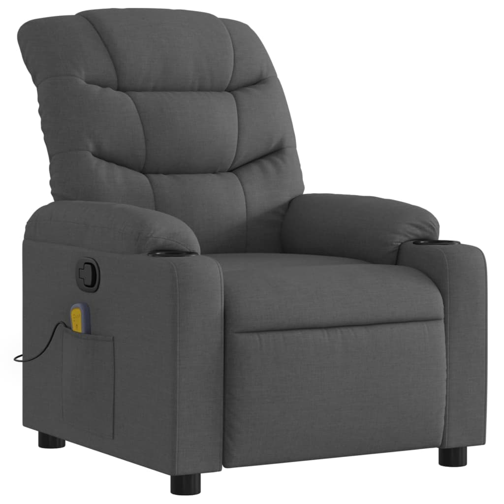 massagelænestol mørkegrå stof