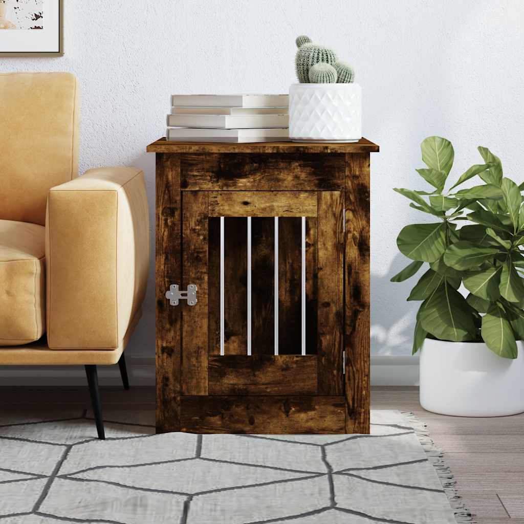 hundebur 55x80x68 cm konstrueret træ røget egetræsfarve