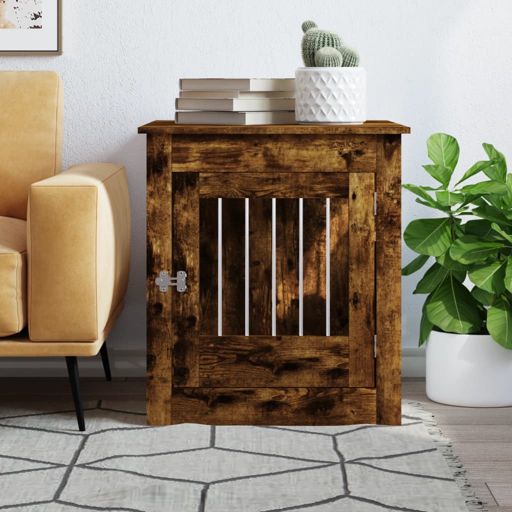 hundebur 64,5x80x71 cm konstrueret træ røget egetræsfarve