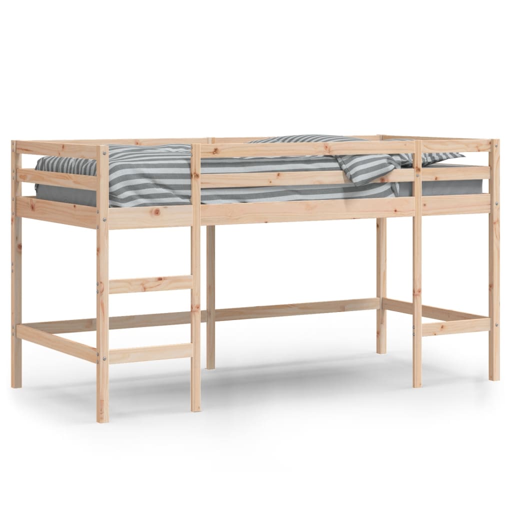 højseng med stige 80x200 cm massivt fyrretræ