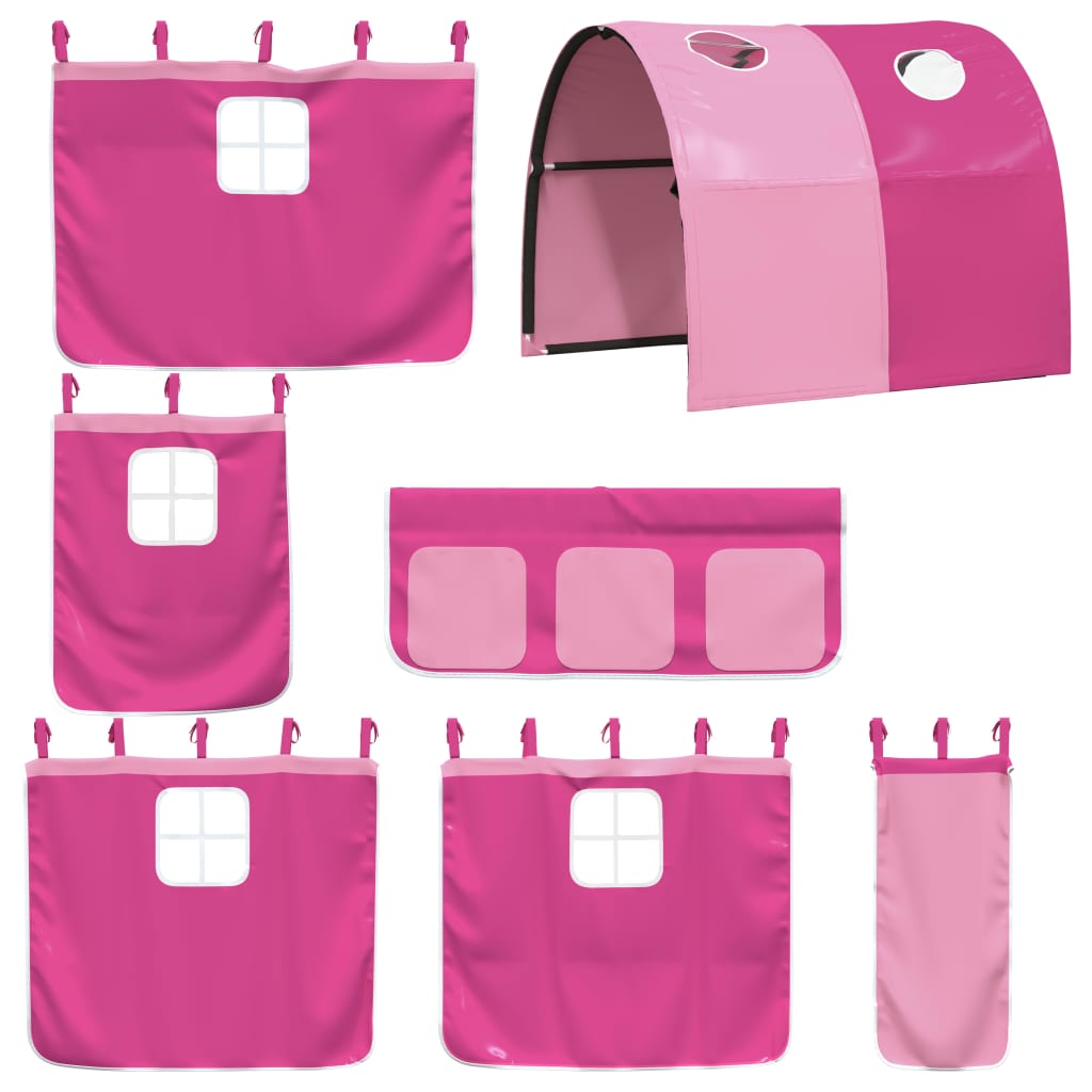 gardiner med tunnel til højseng polyester pink