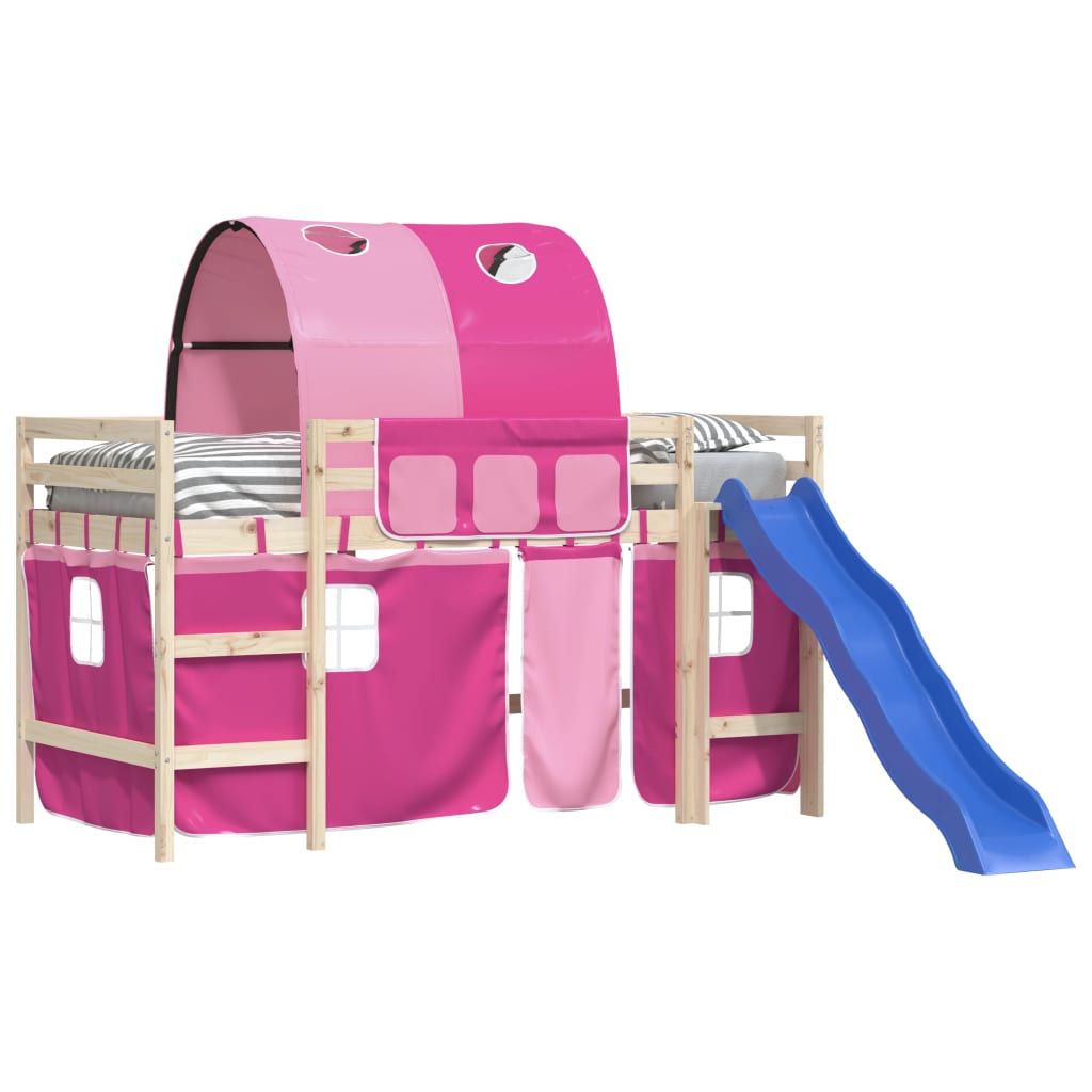 gardiner med tunnel til højseng polyester pink