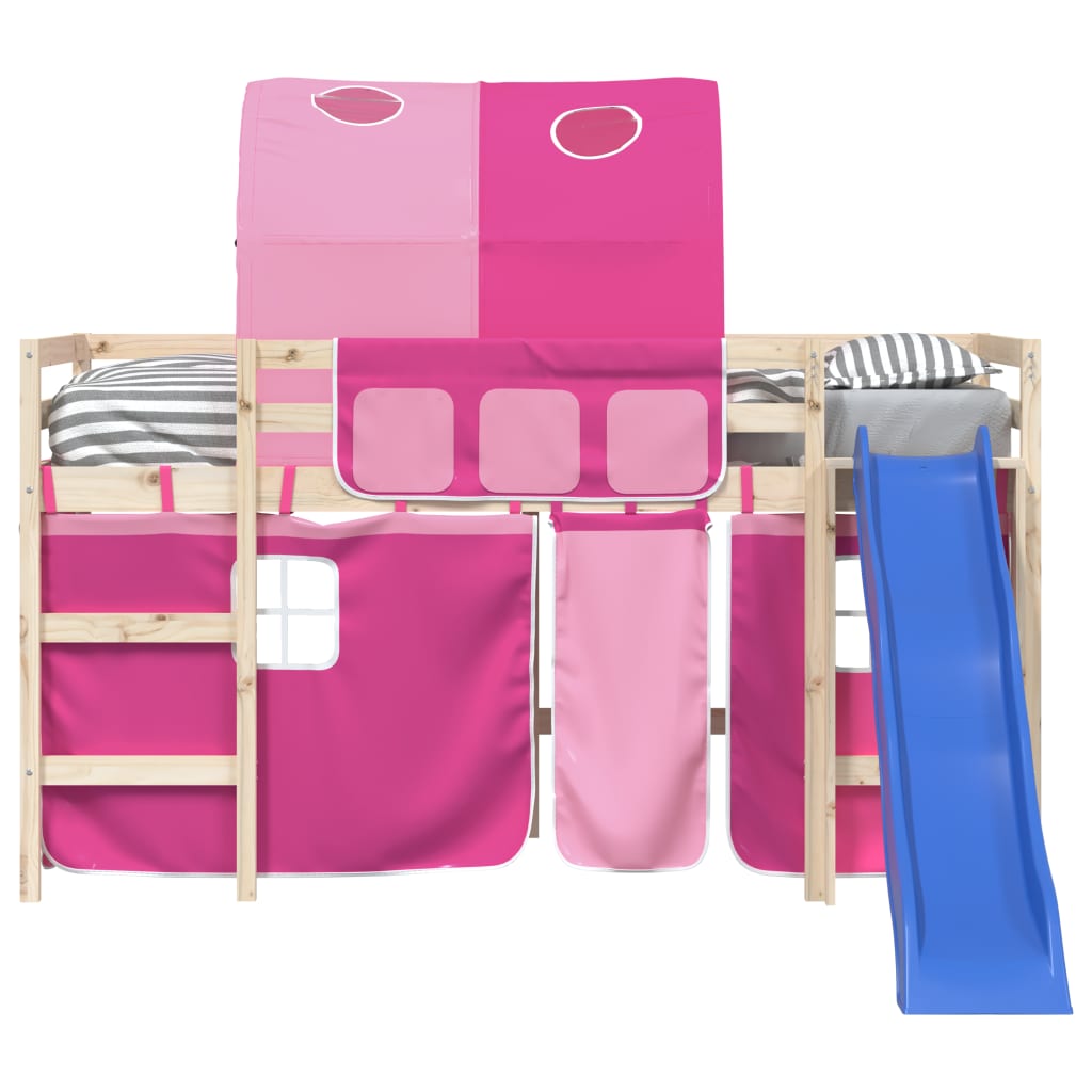 gardiner med tunnel til højseng polyester pink