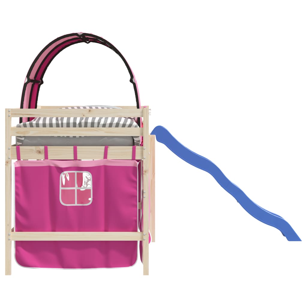 gardiner med tunnel til højseng polyester pink