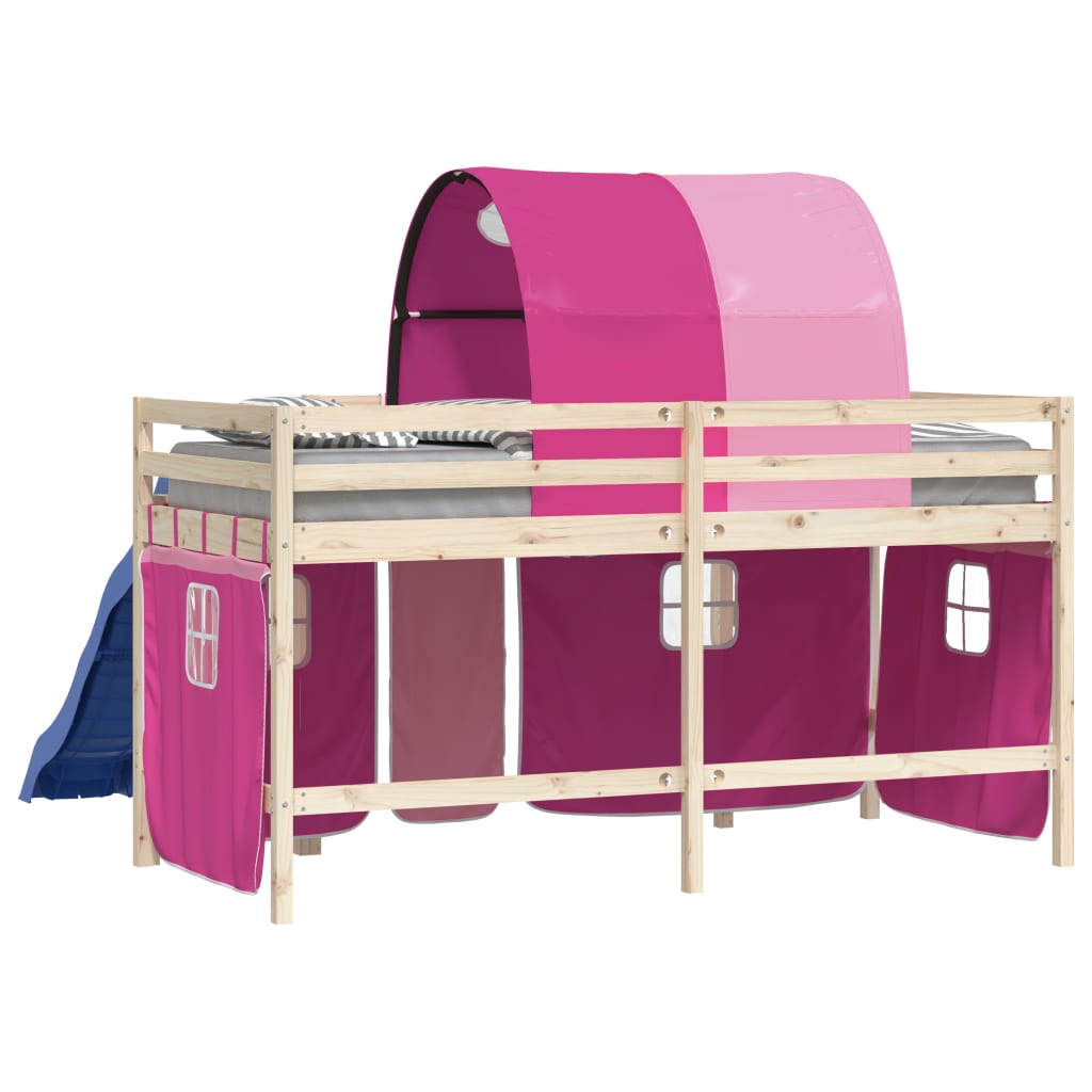 gardiner med tunnel til højseng polyester pink