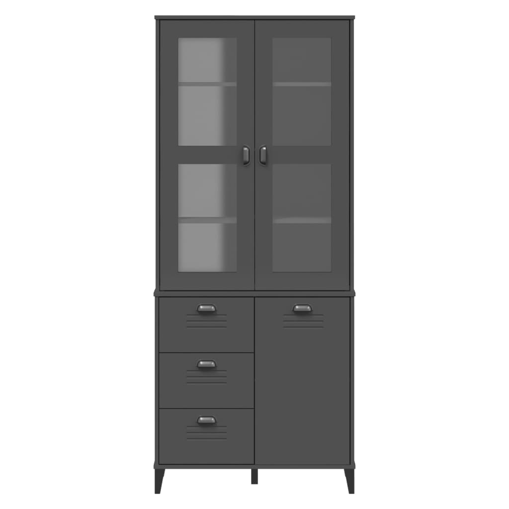 skænk VIKEN 80x40x190 cm massivt fyrretræ antracitgrå