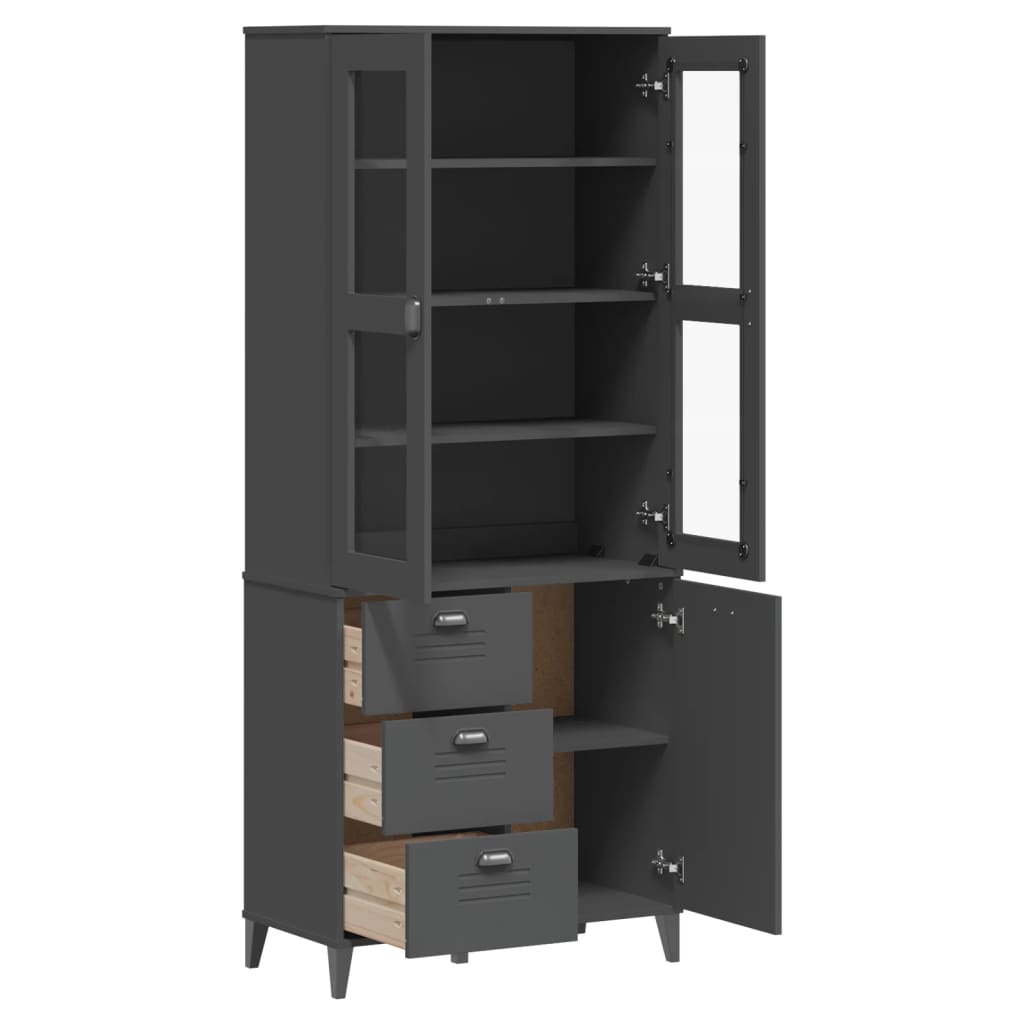 skænk VIKEN 80x40x190 cm massivt fyrretræ antracitgrå