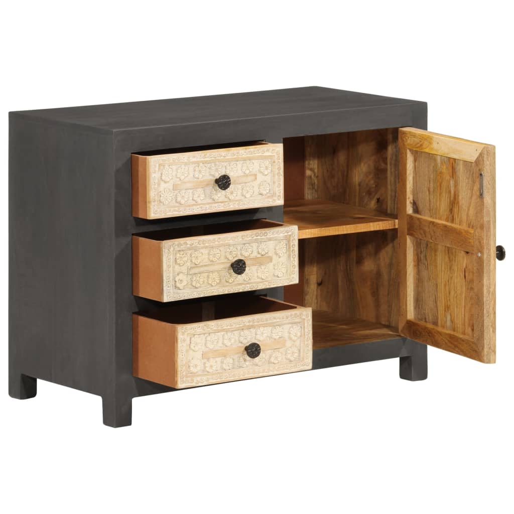 skænk 75x35x55 cm massivt mangotræ grå og hvid