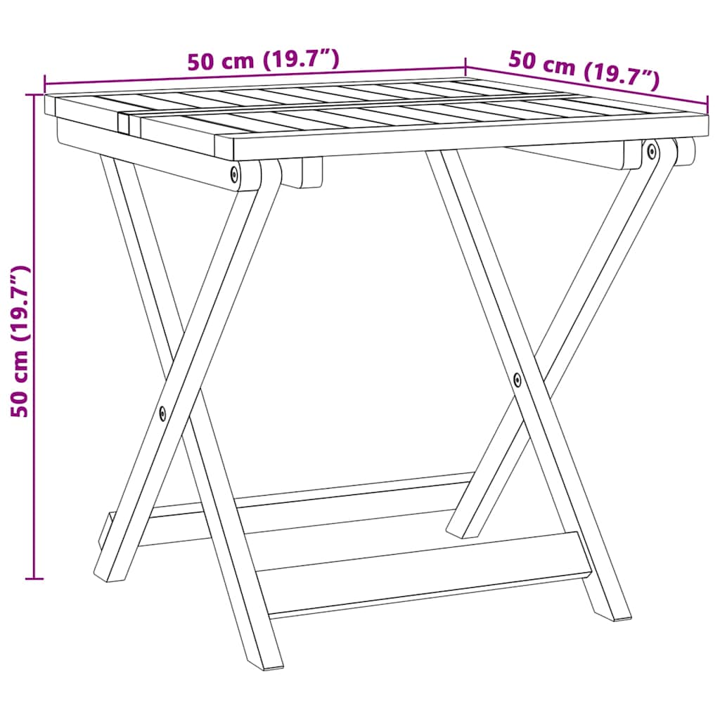 foldbart havebord 50x50x50 cm massivt akacietræ