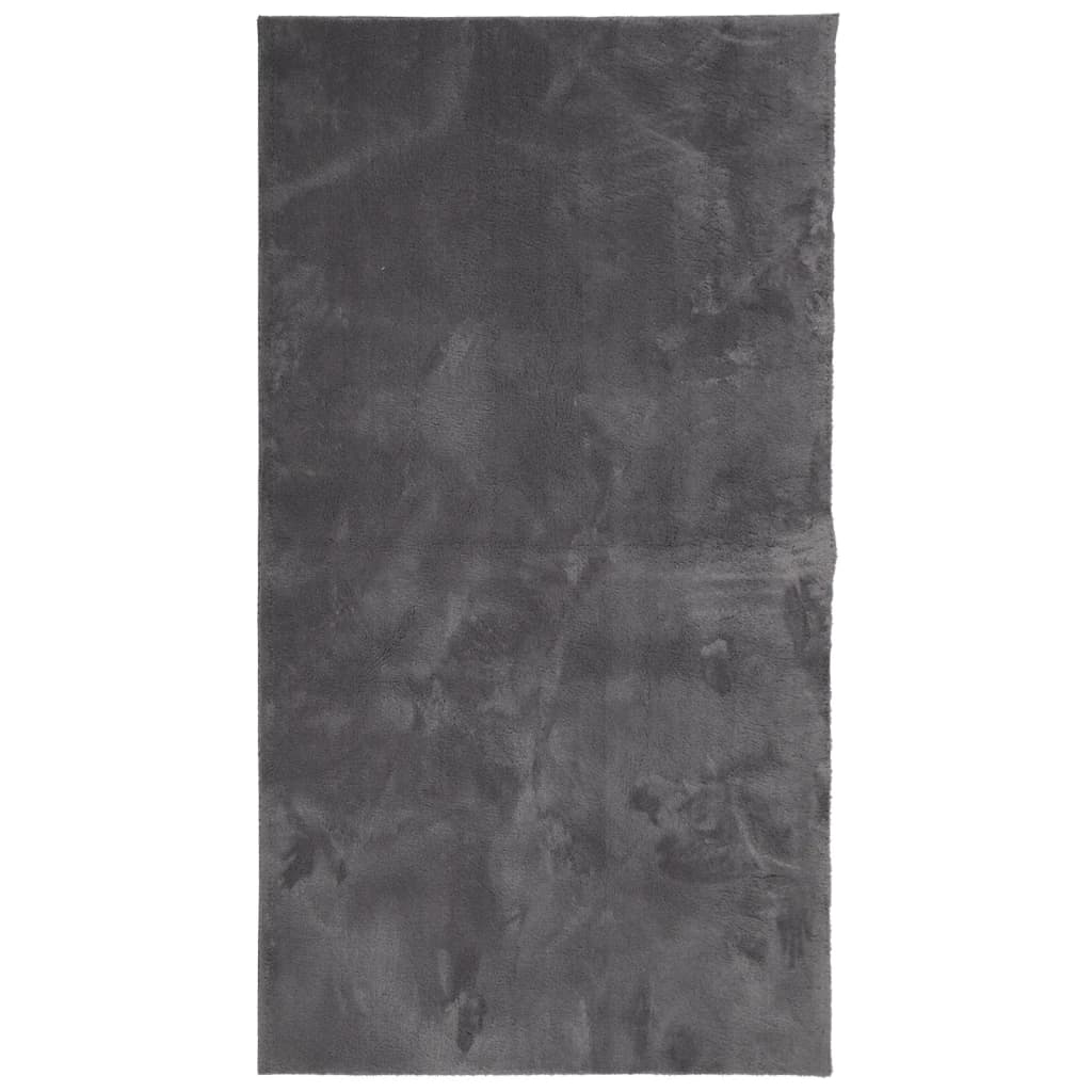 gulvtæppe HUARTE 60x110 cm kort luv og vaskbart antracitgrå