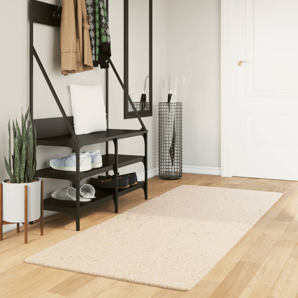 gulvtæppe HUARTE 80x200 cm kort luv og vaskbart beige