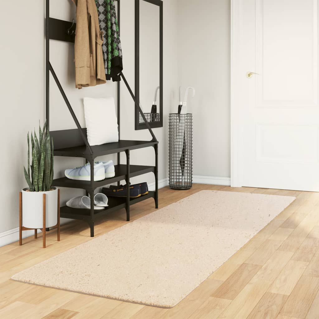 gulvtæppe HUARTE 80x250 cm kort luv og vaskbart beige