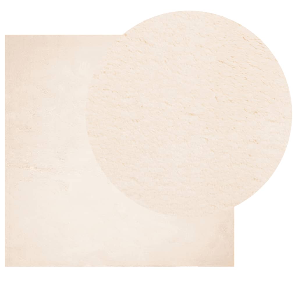 gulvtæppe HUARTE 160x160 cm kort luv og vaskbart beige