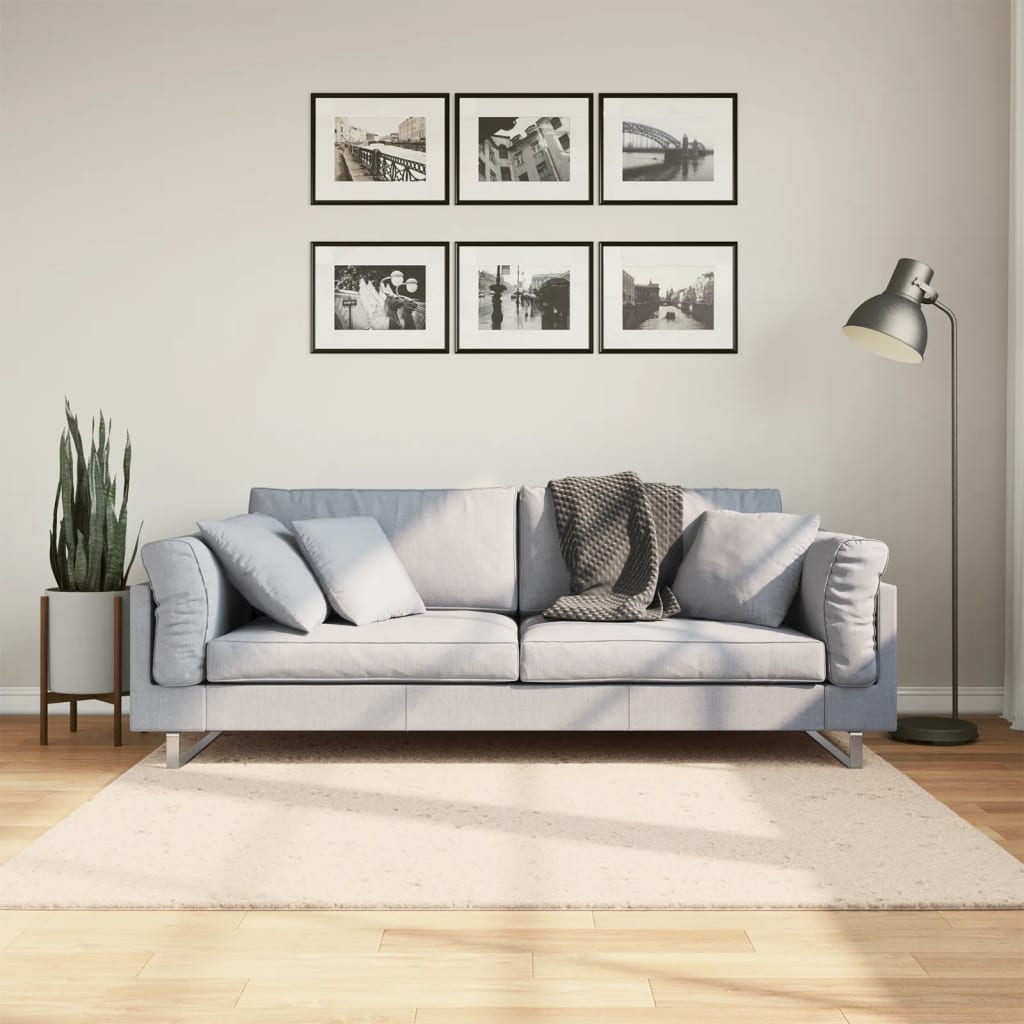 gulvtæppe HUARTE 160x160 cm kort luv og vaskbart beige
