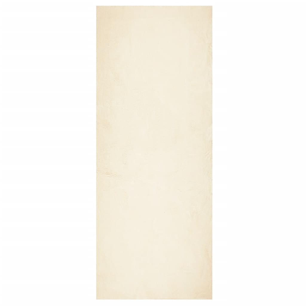 gulvtæppe HUARTE 80x200 cm kort luv og vaskbart cremefarvet