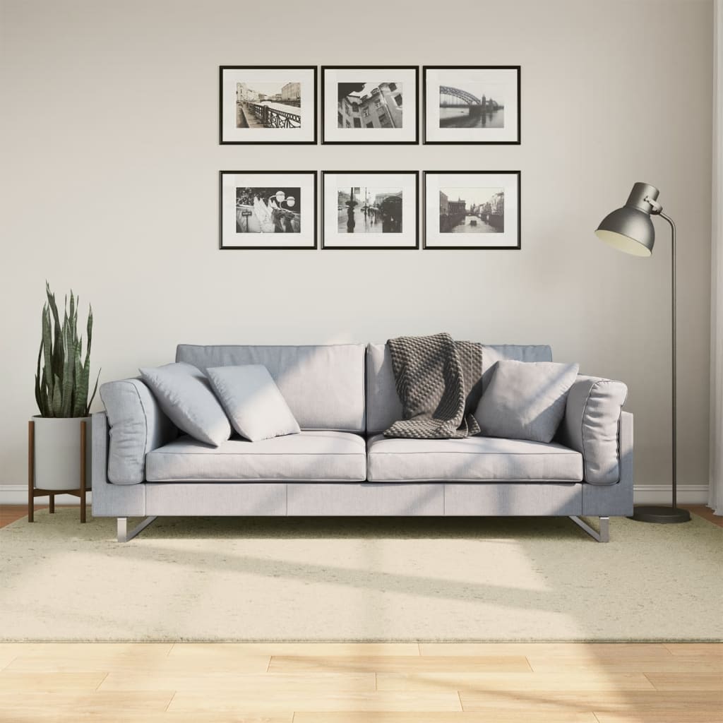 gulvtæppe HUARTE 160x230 cm kort luv og vaskbart cremefarvet