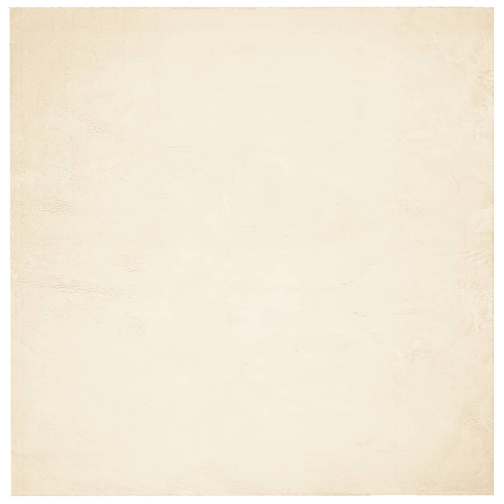gulvtæppe HUARTE 200x200 cm kort luv og vaskbart cremefarvet