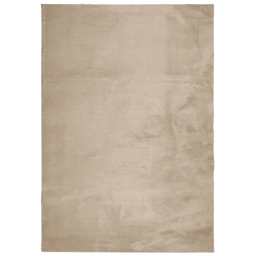 gulvtæppe HUARTE 160x230 cm kort luv og vaskbart sandfarvet