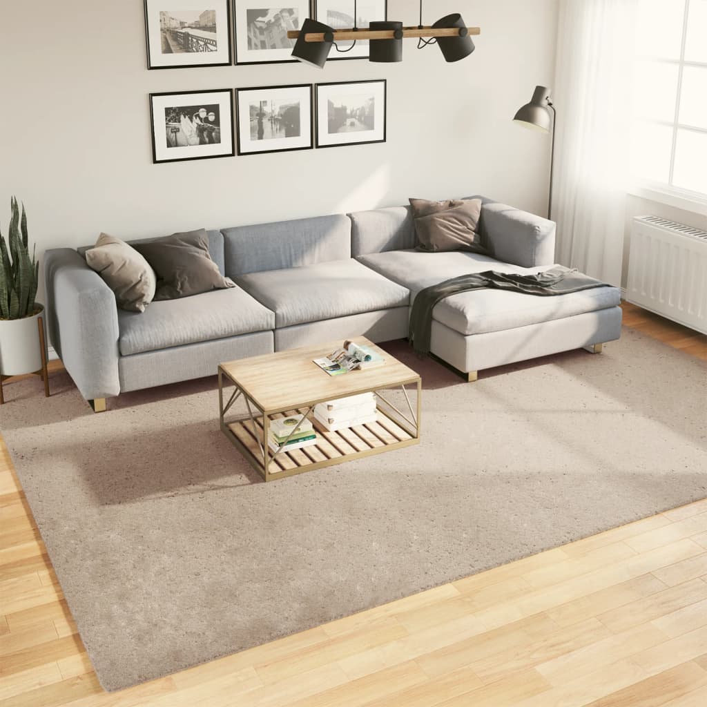 gulvtæppe HUARTE 240x340 cm kort luv og vaskbart sandfarvet