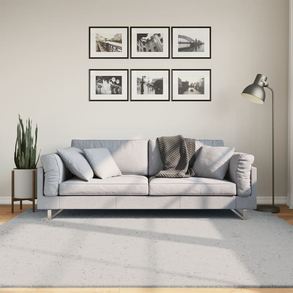 gulvtæppe HUARTE 200x200 cm kort luv og vaskbart grå