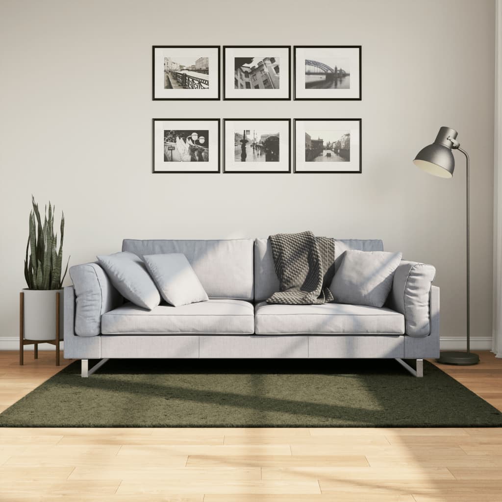 gulvtæppe HUARTE 120x170 cm kort luv og vaskbart skovgrøn