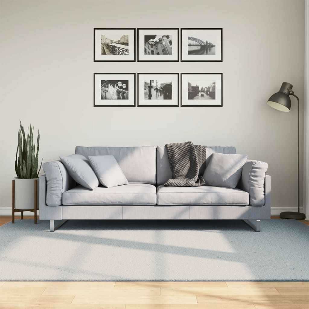 gulvtæppe HUARTE 160x230 cm kort luv og vaskbart blå