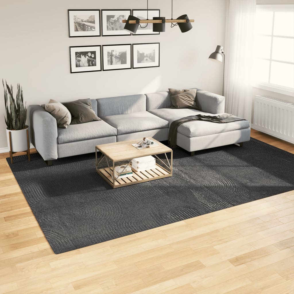 gulvtæppe IZA 240x340 cm kort luv skandinavisk look antracitgrå