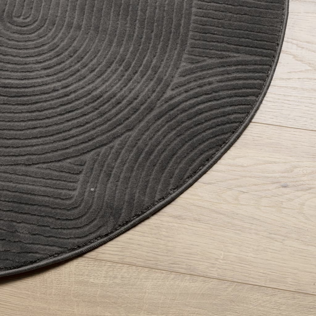 gulvtæppe IZA Ø 80 cm cm kort luv skandinavisk look antracitgrå