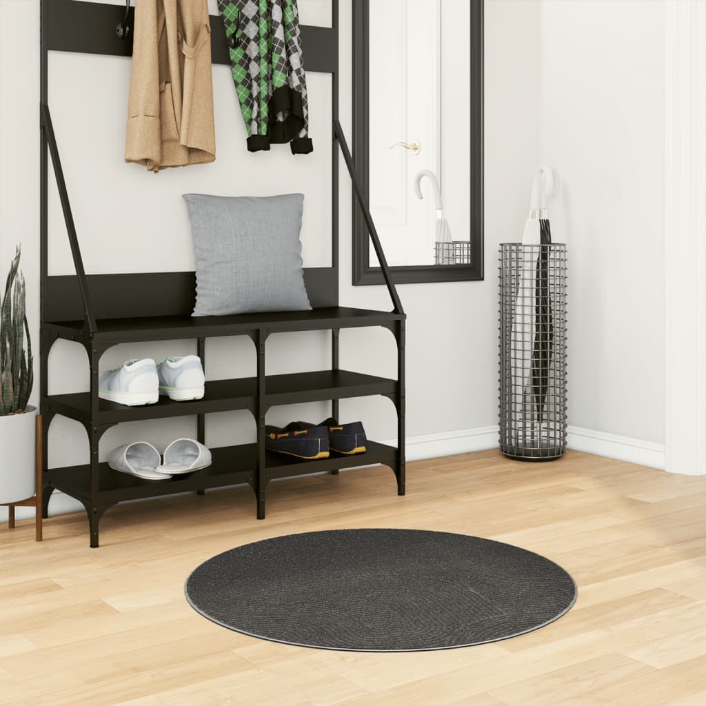 gulvtæppe IZA Ø 80 cm cm kort luv skandinavisk look antracitgrå