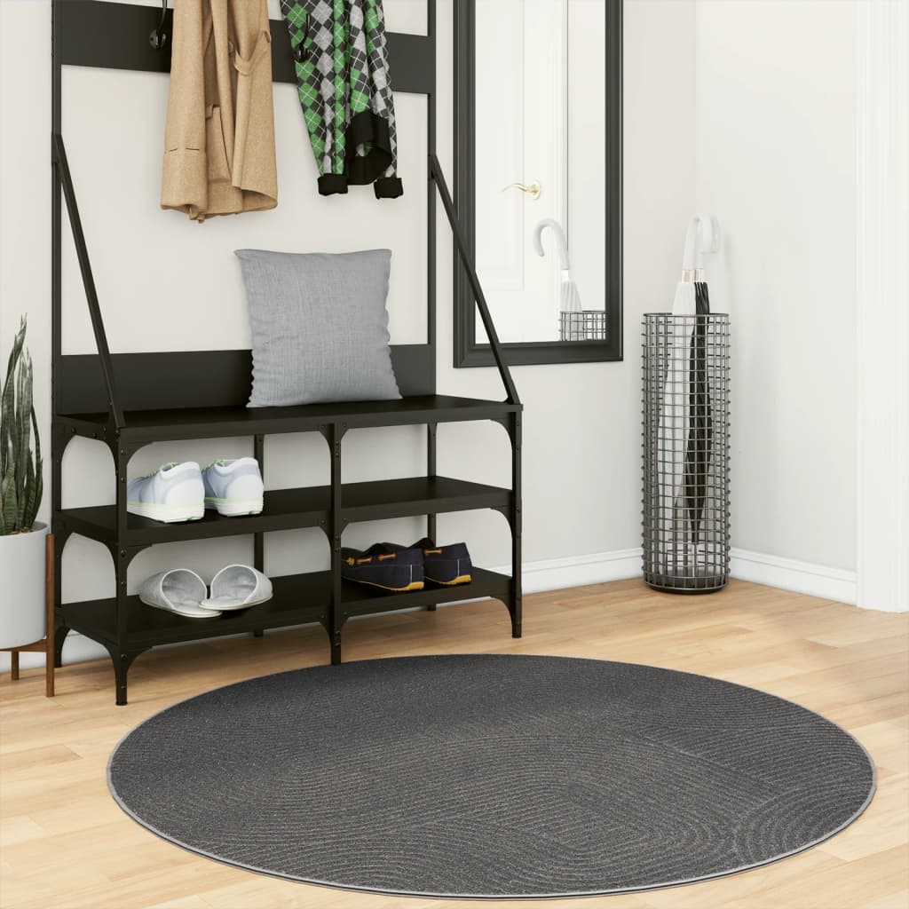 gulvtæppe IZA Ø 120 cm cm kort luv skandinavisk look antracit