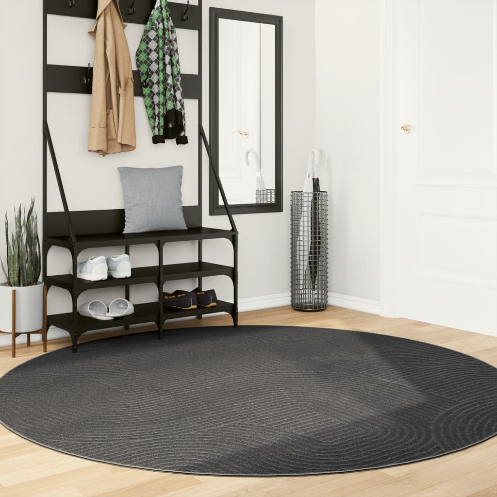 gulvtæppe IZA Ø 200 cm cm kort luv skandinavisk look antracit