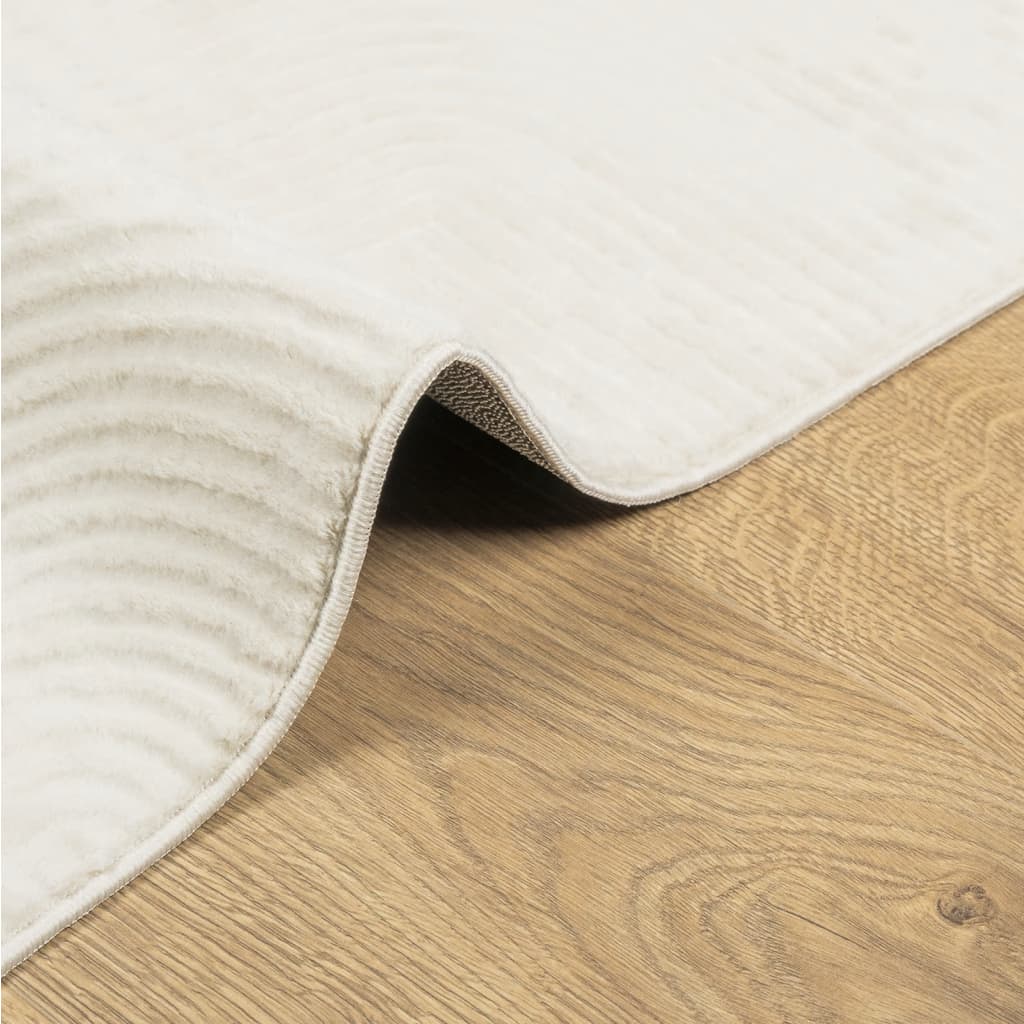 gulvtæppe IZA 240x340 cm kort luv skandinavisk look cremefarvet