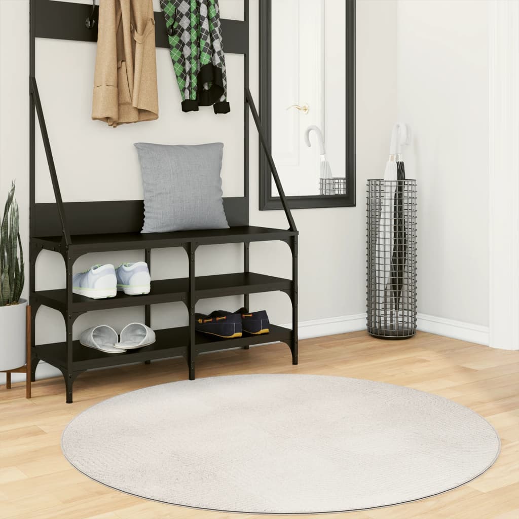 gulvtæppe IZA Ø 120 cm kort luv skandinavisk look cremefarvet