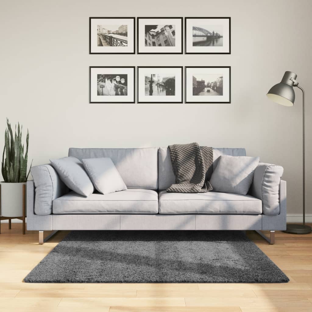 gulvtæppe OVIEDO 120x120 cm kort luv antracitgrå