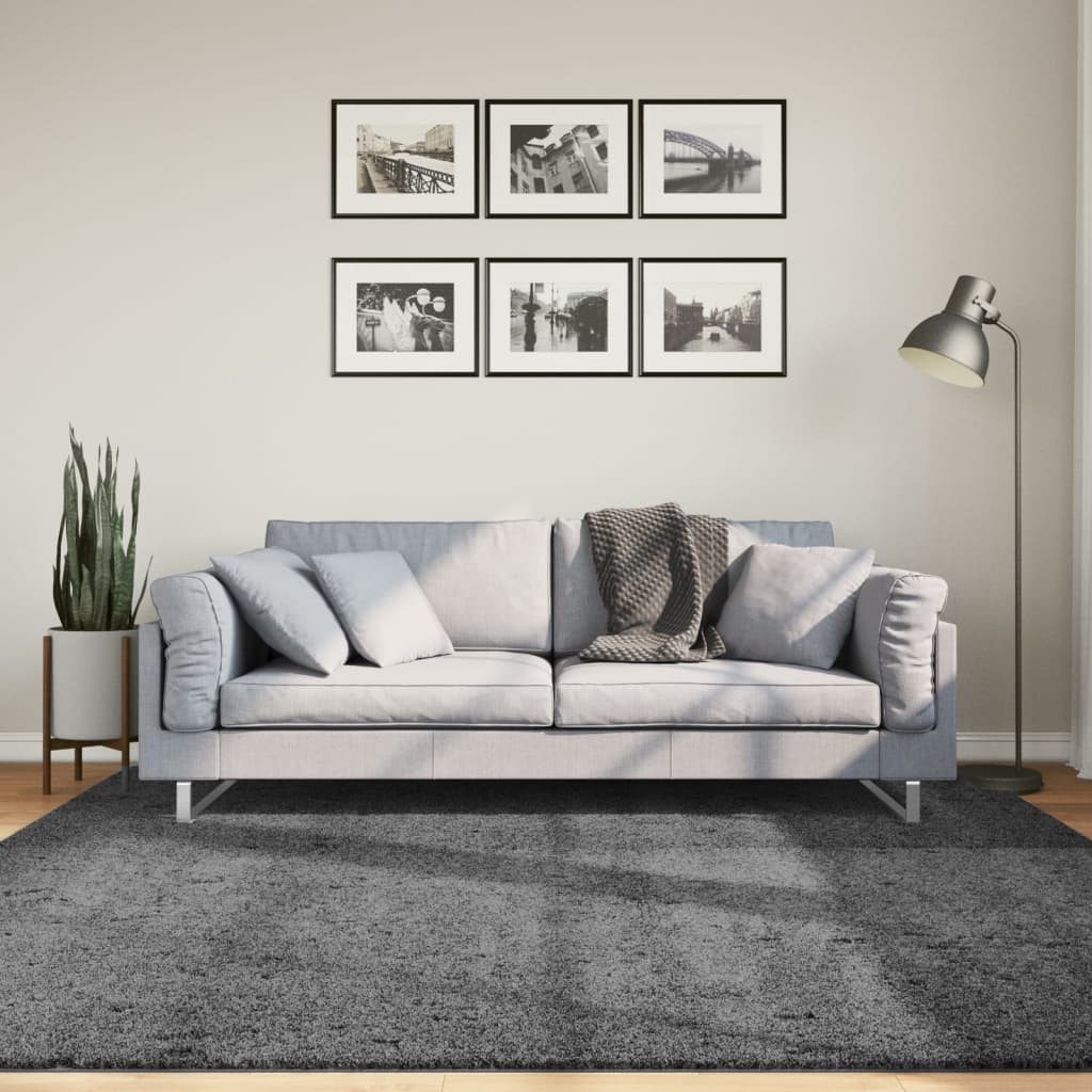 gulvtæppe OVIEDO 200x200 cm kort luv antracitgrå