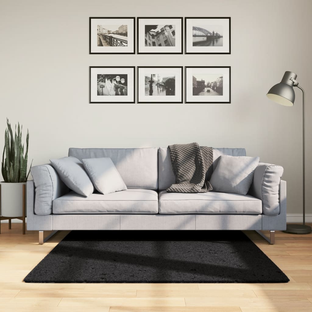 gulvtæppe OVIEDO 120x120 cm kort luv sort