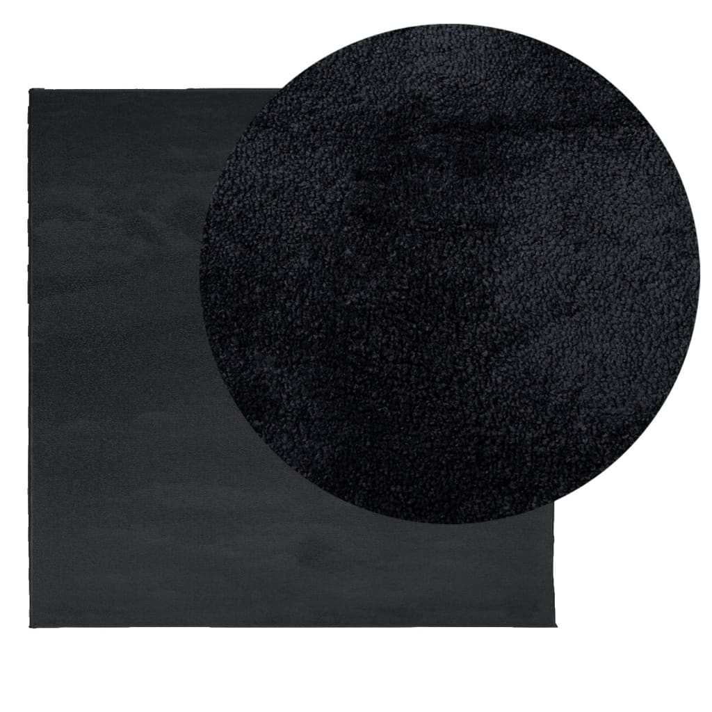 gulvtæppe OVIEDO 240x240 cm kort luv sort