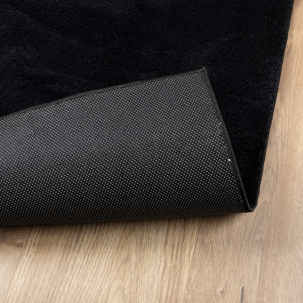 gulvtæppe OVIEDO 240x240 cm kort luv sort