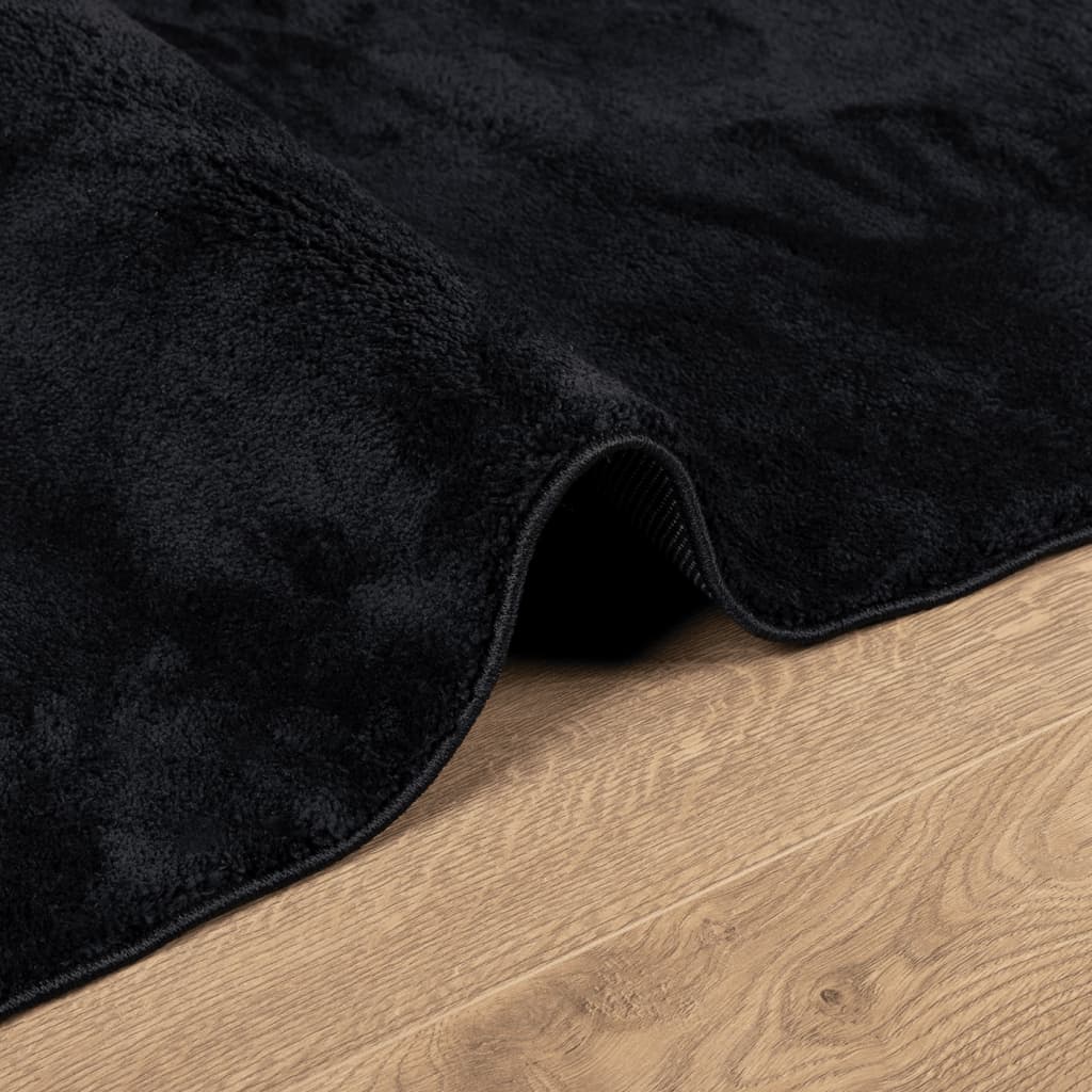 gulvtæppe OVIEDO 240x240 cm kort luv sort