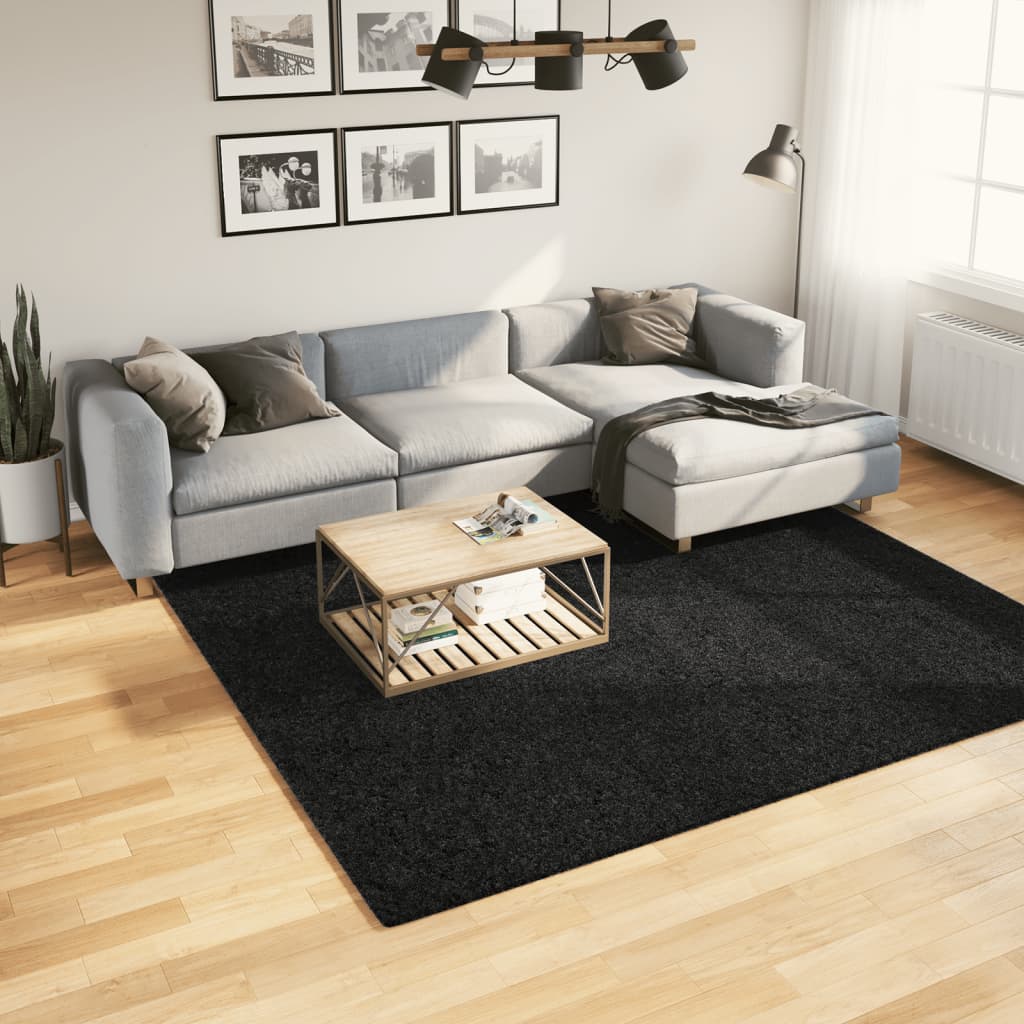 gulvtæppe OVIEDO 240x240 cm kort luv sort