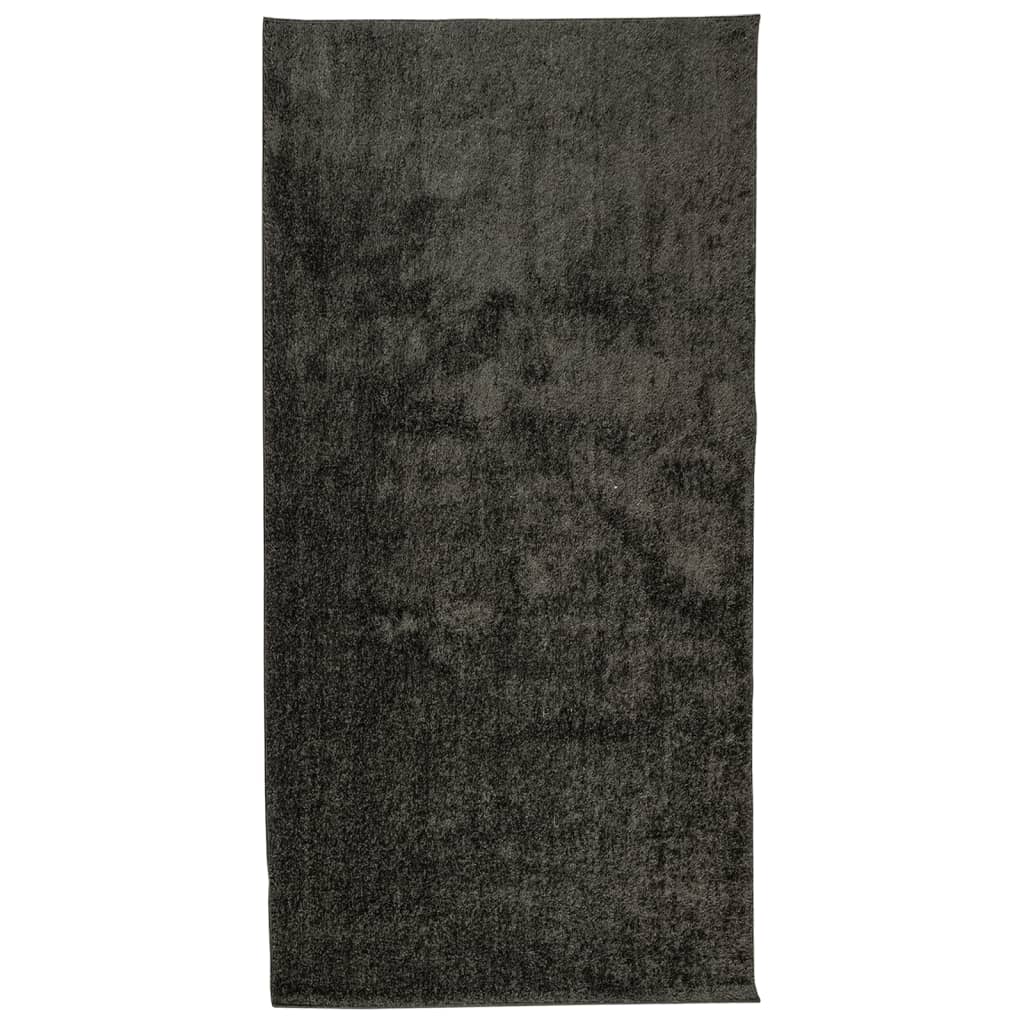gulvtæppe ISTAN 100x200 cm lang luv skinnende look antracitgrå