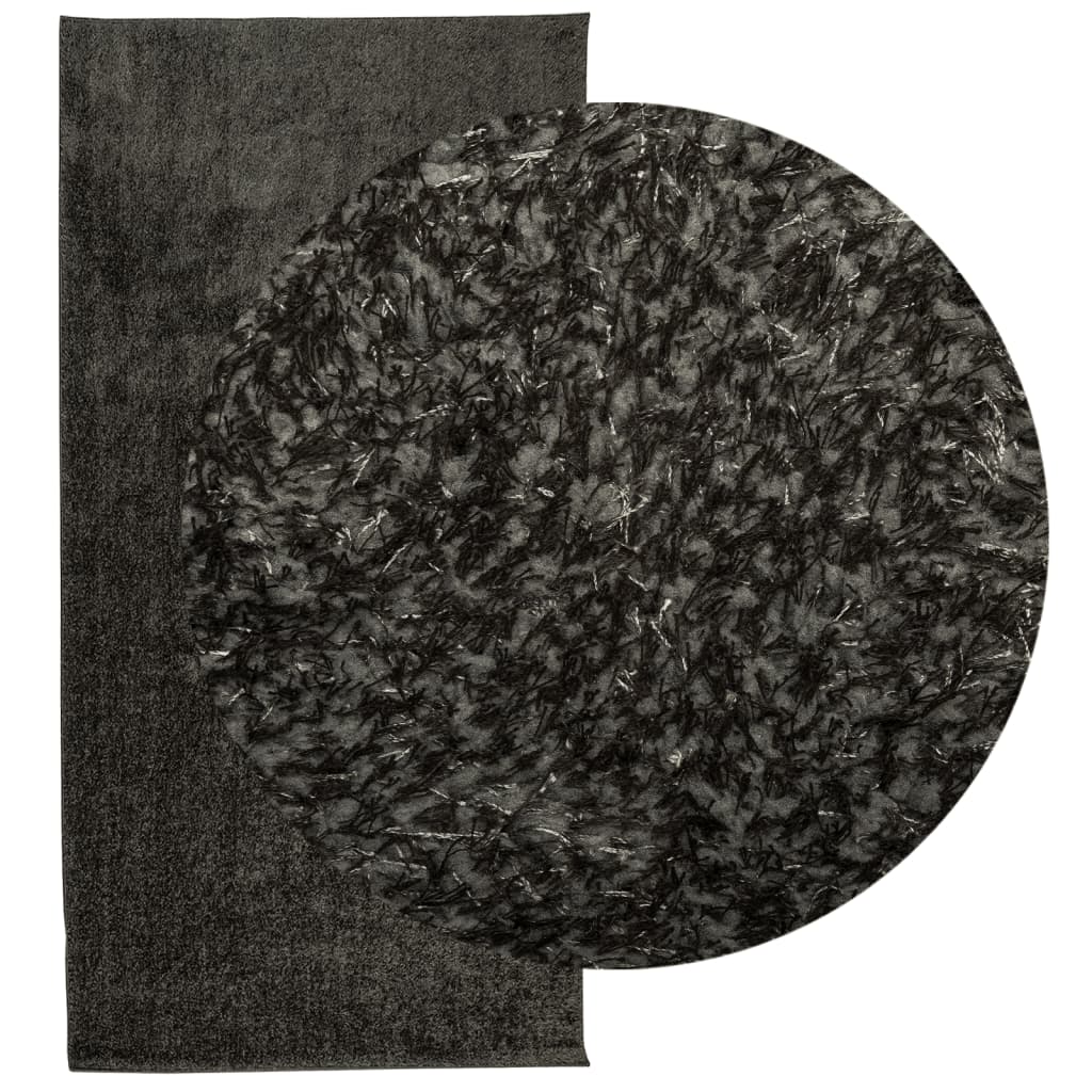 gulvtæppe ISTAN 100x200 cm lang luv skinnende look antracitgrå