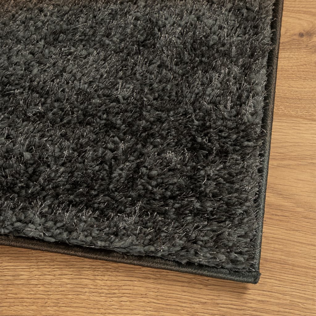 gulvtæppe ISTAN 100x200 cm lang luv skinnende look antracitgrå