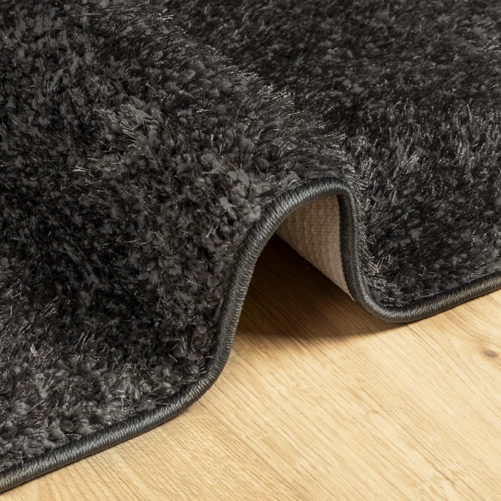 gulvtæppe ISTAN 100x200 cm lang luv skinnende look antracitgrå