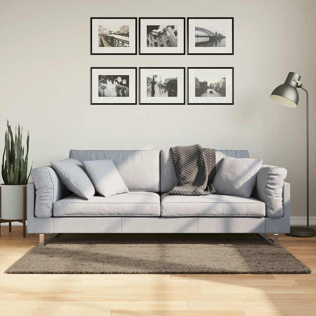 gulvtæppe ISTAN 80x150 cm lang luv skinnende look grå